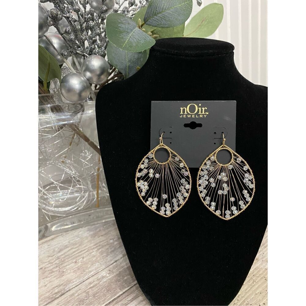 nOir Jewelry Gold Bead Hook Earrings